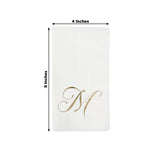 100 Paper Dinner Napkins White with Gold Foil Monogram