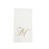 100 Paper Dinner Napkins White with Gold Foil Monogram#whtbkgd