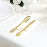 100 Paper Dinner Napkins White with Gold Foil Monogram