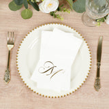 100 Paper Dinner Napkins White with Gold Foil Monogram