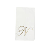 100 Paper Dinner Napkins White with Gold Foil Monogram#whtbkgd