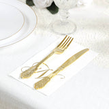 100 Paper Dinner Napkins White with Gold Foil Monogram