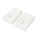 100 Paper Dinner Napkins White with Gold Foil Monogram