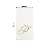 100 Paper Dinner Napkins White with Gold Foil Monogram