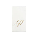 100 Paper Dinner Napkins White with Gold Foil Monogram#whtbkgd