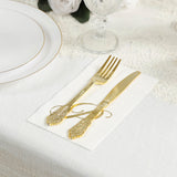 100 Paper Dinner Napkins White with Gold Foil Monogram