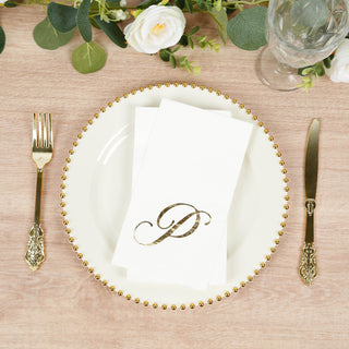Gold Foil Monogram "P" Paper Dinner Napkins