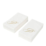 100 Paper Dinner Napkins White with Gold Foil Monogram