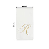 100 Paper Dinner Napkins White with Gold Foil Monogram