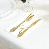 100 Paper Dinner Napkins White with Gold Foil Monogram
