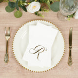 100 Paper Dinner Napkins White with Gold Foil Monogram