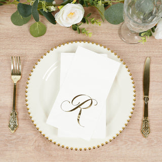 Gold Foil Monogram "R" Paper Dinner Napkins
