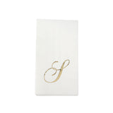 White napkin with gold monogram design on plain background #whtbkgd