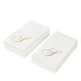 Elegant white napkins with gold monogram design