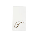 100 Paper Dinner Napkins White with Gold Foil Monogram#whtbkgd