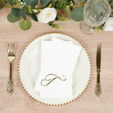 100 Paper Dinner Napkins White with Gold Foil Monogram