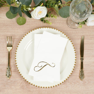 Gold Foil Monogram "T" Paper Dinner Napkins