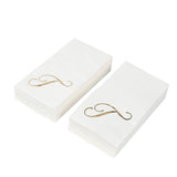 100 Paper Dinner Napkins White with Gold Foil Monogram