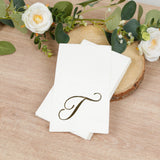 100 Paper Dinner Napkins White with Gold Foil Monogram