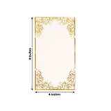 50 Pack White Soft Disposable Party Napkins with Gold Foil Lace Design, 2 Ply European Style Dinner Paper Napkins - 8"x4"