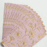 50 Pack Dusty Rose 2-Ply Paper Party Napkins with Gold Magnolia Flowers Print