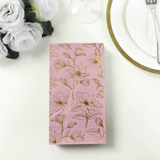 <span style="background-color:transparent;color:#000000;">Dusty Rose And Gold Floral 2-Ply Paper Dinner Napkins</span>