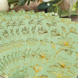 50 Pack Sage Green 2-Ply Paper Party Napkins with Gold Magnolia Flowers Print