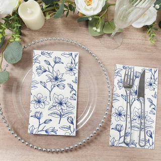 <span style="background-color:transparent;color:#000000;">Luxurious Design: Blue Outlined Flowers on White</span>