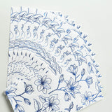 50 Pack White 2-Ply Paper Party Napkins with Blue Magnolia Flowers Print