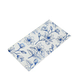 50 Pack White 2-Ply Paper Party Napkins with Blue Magnolia Flowers Print