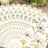 50 Pack White 2-Ply Paper Party Napkins with Gold Magnolia Flowers Print