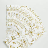 50 Pack White 2-Ply Paper Party Napkins with Gold Magnolia Flowers Print