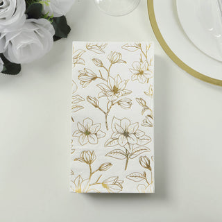 <span style="background-color:transparent;color:#000000;">White And Gold Floral 2-Ply Paper Dinner Napkins</span>