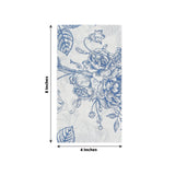 50-Pack Paper Dinner Napkins White with Matte Blue French Toile Floral Pattern 2-Ply