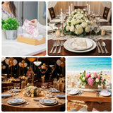 Elegant table settings for weddings with floral arrangements and candles.
