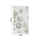 50-Pack Paper Dinner Napkins White with Matte Sage Green French Toile Floral Pattern 2-Ply - Stylish