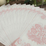 50 Pack White Pink 2-Ply Paper Party Napkins in French Toile Floral Pattern