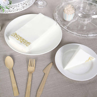 Perfect for Any Event: Gold Foil White Dinner Napkins
