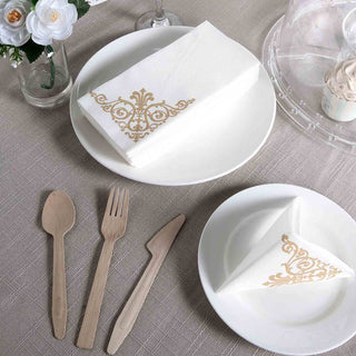 Create a Memorable Tablescape with Silver Foil White Airlaid Soft Linen-Feel Paper Dinner Napkins