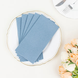 Elevate Your Table Setting with Dusty Blue Soft Linen-Feel Airlaid Paper Dinner Napkins