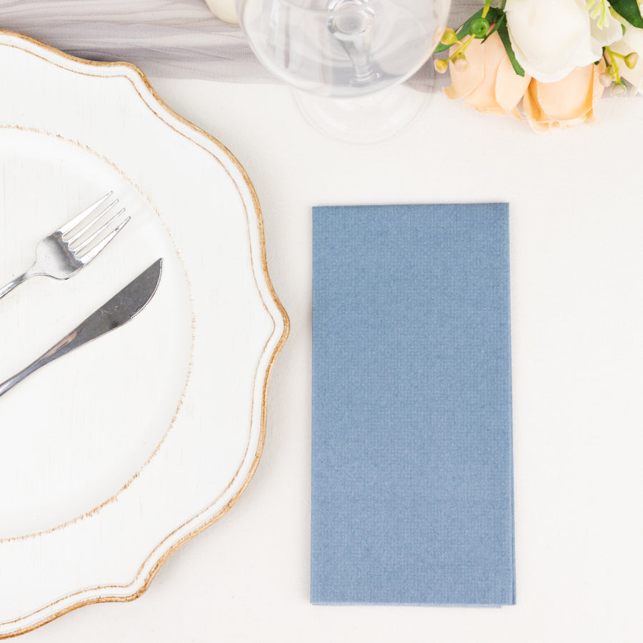 20 Pack | Dusty Blue Soft Linen-Feel Airlaid Paper Dinner Napkins