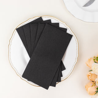 Elegant Black Soft Linen-Feel Airlaid Paper Dinner Napkins