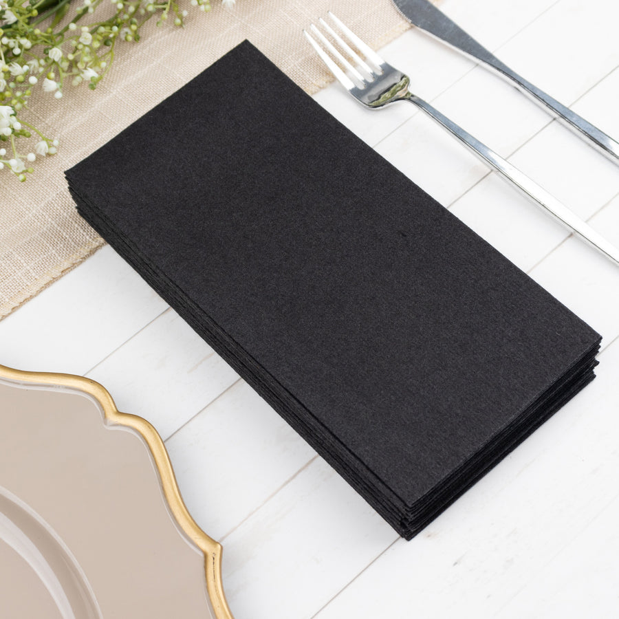 20 Pack | Black Soft Linen-Feel Airlaid Paper Dinner Napkins