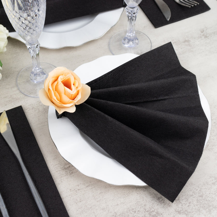 20 Pack | Black Soft Linen-Feel Airlaid Paper Dinner Napkins