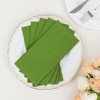 Olive Green Soft Linen-Feel Airlaid Paper Dinner Napkins - Elevate Your Table Setting