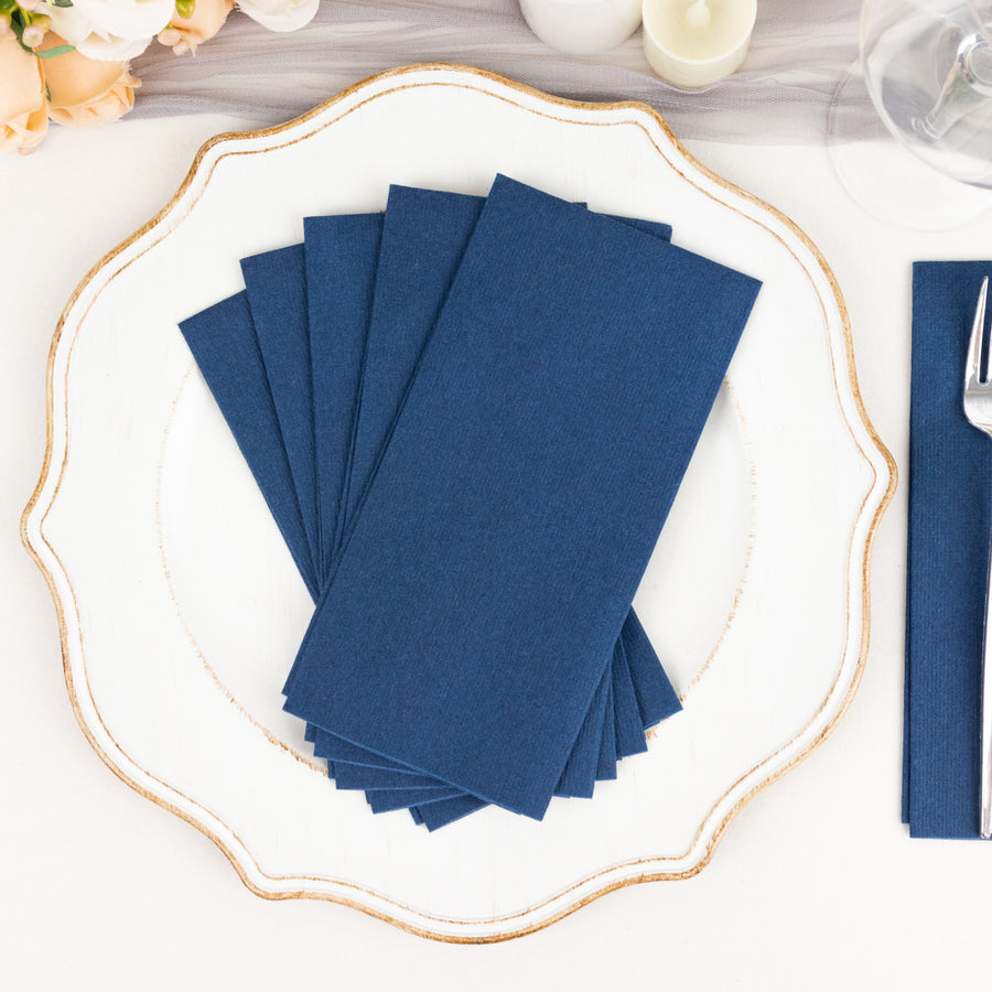 20 Pack | Navy Blue Soft Linen-Feel Airlaid Paper Dinner Napkins