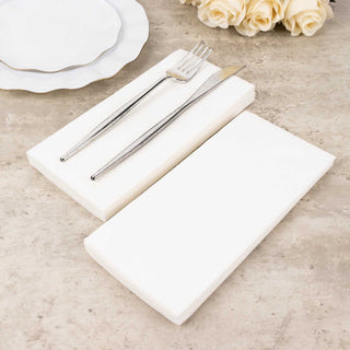 Elegant White Soft Linen-Feel Airlaid Paper Dinner Napkins