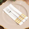 20 Pack White Gold Soft Linen-Feel Paper Napkins With Gold Lines, Disposable Airlaid Dinner Napkins