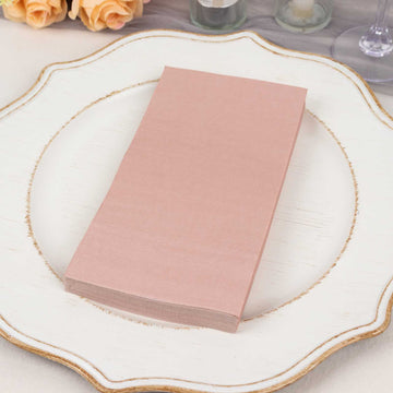 50 Pack 2 Ply Soft Dusty Rose Disposable Party Napkins, Wedding Reception Dinner Paper Napkins