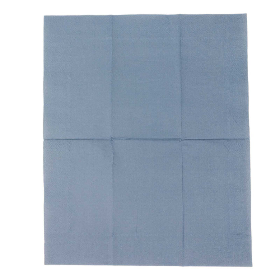 50 Pack 2 Ply Soft Dusty Blue Disposable Party Napkins, Wedding Reception Dinner Paper Napkins
